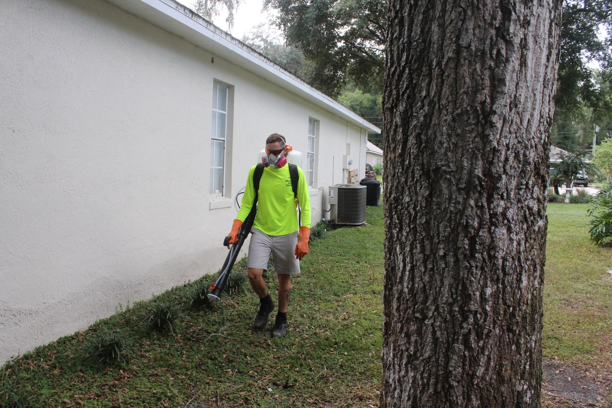 Orlando Pest Experts technician applying a mosquito treatment outdoors